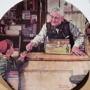 Norman Rockwell Vintage Store Scene Wall Art - Red, Brown, White